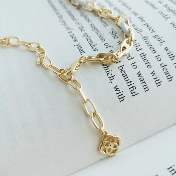 NEW Kendra Scott Bailey Gold White Mix Chain Necklace Authentic - Picture 3 of 3